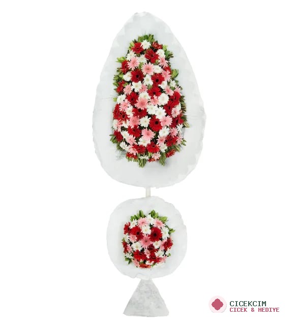 Renkli Gerbera Üçlü Çelenk